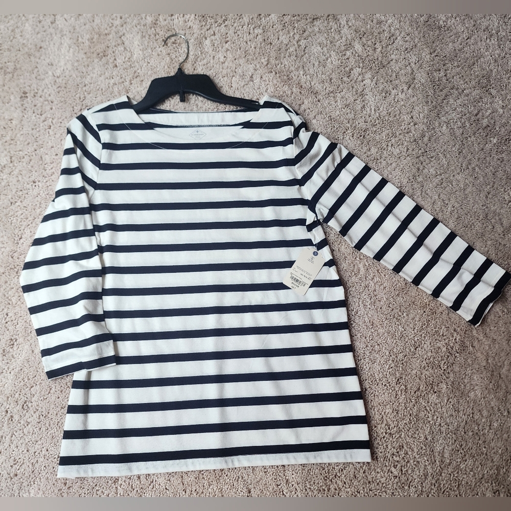 St. John's Bay Black and White Striped Blouse